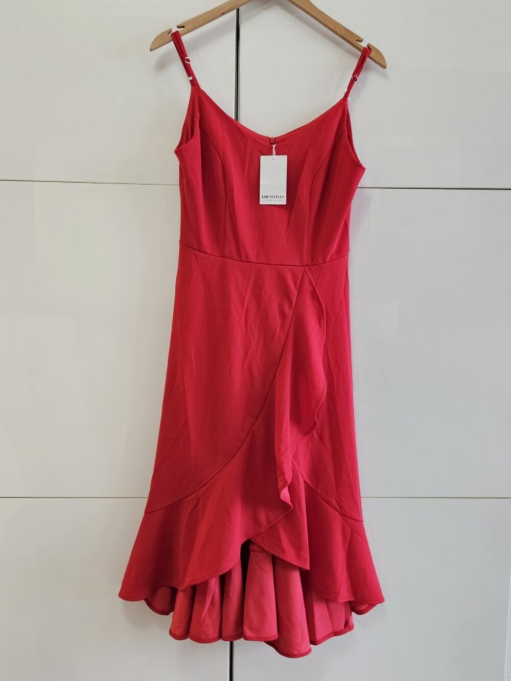 New Ruby Red Ruffle Cocktail Dress - Picture 10 of 12